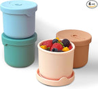 4 Pack 8.5 oz Silicone Food Storage Containers with Lids, 1-Cup Reusable Snack Fruits Containers Cups, Leak Proof Soup Freezer Molds Small Lunch Box BPA Free for Kids Baby Daycare School Travel