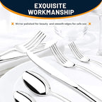 60 Piece Silverware Set for 12, Premium Stainless Steel Flatware Set, Eating Utensil Sets with Steak knives, Cutlery Tableware Service Include Fork Knife Spoon Set, Mirror Polished