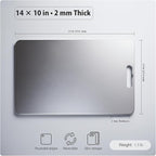 100% Pure Titanium Cutting Board 14x10 In, 2 Mm Thick, Titanium Cutting Boards For Kitchen Dishwasher Safe, Stays Flat & Odor-resistant, Non-porous, Reversible - Multi-use: Pastry, Prep & Serve, Bbq.