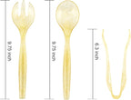 Supernal 72 pcs Plastic Serving Utensils, Gold Plastic Silverware, 24 Serving Spoons 10",24 Serving Forks 10",24 Tongs 6.3", Perfect for Birthday,Party,Wedding