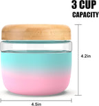 Tronco 24 oz Glass Container with Bamboo Lids, Food Storage Bowls for Soup, Stew & Overnight Oats, Meal Prep, Glass Lunch Bowl Container 100% Leak & Spill Proof, Airtight, BPA-Free- Ideal Gifts