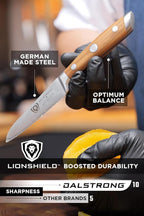 Dalstrong Paring Knife - 3.5 inch - Gladiator Series - Forged High-Carbon German Steel - Premium Olive Wood Handle - w/Sheath - Razor Sharp Kitchen Knife - Cooking Chef Knife