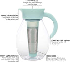 Primula The Big Iced Tea Maker and Infuser, Plastic Beverage Pitcher with Leak Proof, Airtight Lid, Fine Mesh Reusable Filter, Made without BPA, Dishwasher Safe, Aqua