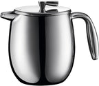Bodum 17 oz Columbia Thermal French Press Coffee Maker, Insulated Double Wall Stainless Steel, Chrome