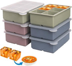 1/2 Cup Silicone Freezer Tray With Lid,Silicone Freezer Molds 6-Pack For meal prep & freezing of various sauces and other dishes, makes 36 perfect 1/2 cup portions cubes (Multicolor 6 Pack)