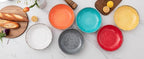 Farmhouse Melamine Pasta Bowls Set of 6, 42 OZ Large Serving Bowls Set, 9.25 inch Ramen Bowls,Wide and Shadow Rustic Red Round Dinner Bowl, Fruit bowl, Noodle Bowl, Salad Bowl Set, Red…