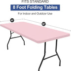 homing Rectangle Table Cloth Cover, Waterproof Polyester Elastic Fitted Tablecloth, Fits for 8 Foot Folding Tables, Washable Table Protector for Picnic, Camping, Outdoor (Pink, 30" x 96")