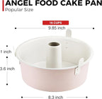 HONGBAKE Nonstick Angel Food Cake Pan with Removable Bottom, 10 Inch Tube Pound Cake Pans for Baking Chiffon Cake, 16-Cup, Heavy Duty, Pink
