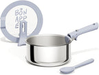 CAROTE 3QT Stainless Steel Sauce Pan with Stand-Up Lid, Nonstick Stainless Steel Pot with Detachable Handle, Non Toxic Kitchen Saucepan, Induction Kitchen Cookware, Oven Safe to 600°F