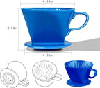 Handmade Pour Over Ceramic Coffee Dripper - Authentic Brewing Experience for Camping, Office, and Home (Blue)