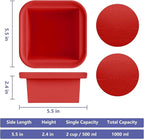 2 Cup Silicone Freezer Trays with Lid 4 Pack Silicone Soup Freezer Molds Soup Containers Make 4 Perfect Soups, Broths, Stews, Sauces, Curries(Red)