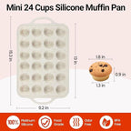 CAKETIME Mini Muffin Pan, Metal Reinforced Frame Mini Cupcake Pans 24 Cups Nonstick Muffin Silicone Molds with Handle for Baking Muffins, Cupcakes, Egg Bites 2 Pack