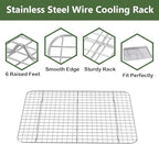 ROTTAY Baking Sheet, Half Sheet Pan with Cooling Rack Set [2 Pans + 2 Racks], Stainless Steel Baking Pan for Oven, Warp Resistant & Heavy Duty & Rust Free, Size 18 x 12 x 1 Inches