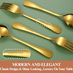 Lazycorner 20 Pcs Gold Silverware Set for 4, Food Grade Stainless Steel Flatware Set Include Fork/Knife/Spoon, Mirror Polished Eating Utensils Sets, Reusable Silverwear Cutlery Set, Dishwasher Safe