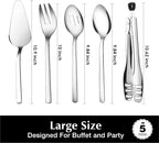 KINGSTONE Large Hostess Serving Utensils Set,18/10 Stainless Steel Heavy Duty 10inch Serving Spoons,Slotted Spoons,Serving Fork,Serving Tongs, Cake Pie Server For Buffet, Wedding, Party