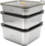 YUPER Stainless Steel Food Storage Containers, Meal Prep Container Sets with Lids, BPA Free, Leak Proof & Airtight, Microwave, Dishwasher, Fridge, Freezer & Oven Safe, 3 Pack (40+67+88OZ)