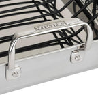 Viking 3-Ply Stainless Steel Roasting Pan with Non Stick Rack, 16 x 13 Inch Kitchen Cookware, Great for Turkey, Includes Probe Thermometer, Dishwasher and Oven Safe, Induction Ready, Silver