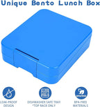 Bento Lunch Box Set for Kids with 10oz Soup Thermo, Leak-Proof Lunch Containers with 4 Compartment, Thermo Hot Food Jar and Insulated Lunch Bag for Kids to School,BPA-Free(Blue)