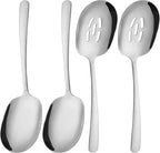 304 Stainless Steel Flatware Serving Utensils - Includes 2 Spoons and 2 Slotted Spoons, Dishwasher Safe