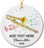 Customized Trombone Musical Player Ceramic Ornament with Name Text Year, Personalized Hanging Xmas Tree Ornaments Gift for Trombonist Daughter Son Brother Sister Friends, Trombone Instrument Ornament