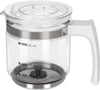 Milk Frother Kettle, 16.9 OZ Separable Coffee Frother Carafe Glass Kettle Easy to Clean and Pour, Dishwasher Safe, Detachable Milk Frother Accessories