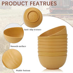 Homienly Unbreakable Cereal Bowls, Wheat Straw Bowl Set 8 PCS, Microwave and Dishwasher Safe Bowl for Soup, Cereal, Salad, Snack, Rice, Reusable Plastic Bowls for Kitchen, RV, Gathering (Yellow,26 OZ)