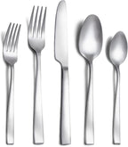 40 Piece Silverware Set Service for 8, EIUBUIE Premium Stainless Steel Cutlery Set, Matte Finish Flatware Sets Durable Solid, Modern Kitchen Tableware Eating Utensil Sets Include Spoons Forks Knives