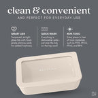 Ceramic Coated Glass Food Storage Container | No PTFE, PFOA, PFAS, and BPA | Reusable Non Toxic Meal Prep Container with Glass Lid | Easy To Store | 6 Cup Rectangle [Crema]