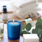 10 OZ Thick Candle Jars for Making Candles 15 Pcs, Empty Jars with Wood Lids for Candle Making, Sample Container, Frosted Blue