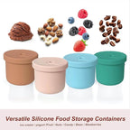 4 Pack 8.5 oz Silicone Food Storage Containers with Lids, 1-Cup Reusable Snack Fruits Containers Cups, Leak Proof Soup Freezer Molds Small Lunch Box BPA Free for Kids Baby Daycare School Travel