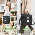 Voova Stainless Steel Lunch Box with Lunch Bag for Women Men Adult, (42oz/1200ml) Leakproof Metal Bento Box with Free Sealing, Insulated Lunch box for Work, Black