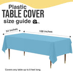Exquisite 66% Thicker Premium Plastic Table Cloth Rectangle Table Cover 0.5 Mil 6 Pack Sky Blue Table Cloth 54 Inch x 108 Inch Disposable Tablecloth Won't Tear Easily Like Cheap Thin Brands