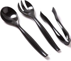 Supernal 72pcs Plastic Serving Utensils Heavy Duty Disposable Serving Tongs Black Disposable Serving Set 10" Spoons 10" Forks 6" Tongs Each 24pcs