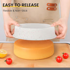 Vinino 10 Inch Silicone Round Cake Pan with Metal Reinforced Frame, Nonstick Silicone Springform Pan for Baking Suitable for Making Layers, Cheese & Chocolate Cakes