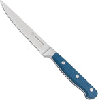 DURA LIVING Premium 4-Piece Steak Knife Set – Sharp Serrated Blades, Forged High Carbon Stainless Steel, Full Tang, Ergonomic Handle, Royal Blue – Ideal for Dining & Entertaining