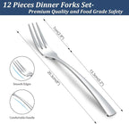 12-Piece Dinner Fork Set, 8-Inch Silverware, 3-Tine Forks, Top Food Grade Stainless Steel, Highly Mirror Polished, Dishwasher Safe