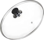 10 Inch Pan Lid, Universal Replacement Pot Lid for Frying Pans, Cast Iron Skillets, Tempered Glass Pan Cover with Steam Vent