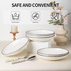 Yeacccng Pasta Bowls Set of 6, White Cereal Bowls Set of 6, 24oz Ceramic Salad Bowls, Lead-Free, 8 Inch White Serving Bowl for Pasta, Salad, Oatmeal, Fruit, Chicken, Dishwasher & Microwave Safe