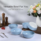 Webbylee 6-inch Melamine Bowls set of 6-20-ounce Dinnerware Cereal Bowls for Soup, Salad & Dessert | Dishwasher Safe & Space Saving(Blue/Beige)
