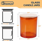 10 OZ Thick Candle Jars for Making Candles 15 Pcs, Empty Jars with Wood Lids for Candle Making, Sample Container, Clear Orange