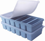 1/2 Cup Silicone Freezer Tray With Lid - Silicone Freezer Molds 2-Pack For meal prep & freezing of various sauces and other dishes, makes 12 perfect 1/2 cup portions cubes (Blue 2 Pack)