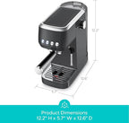 CASABREWS 3700 Essential Espresso Machine 20 Bar, Professional Espresso Coffee Machine with Steam Milk Frother, Coffee Maker Cappuccino Latte Machine with 43.9oz Removable Water Tank, Black