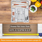 Homecor Kitchen Drawer Organizer, Expandable Silverware Drawer Organizer, Adjustable Utensil Organizer Tray, Cutlery Organizer for Forks, Knives, Kitchen Organizers and Storage, Grey