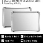 Stainless Steel Baking Sheet Set, 2 Pcs Quarter Cookie Sheet Pan Baking Trays for Oven, Non Stick and Heavy Duty and Easy Clean, 12.4 x 9.6 x 1 Inch