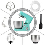 CUSIMAX Stand Mixer, 5-QT Stainless Steel Bowl Food Mixer, Tilt-Head Kitchen Electric Mixer with Dough Hook, Mixing Beater and Whisk, Splash Guard, Green