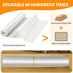 Cut to Size Silicone Baking Mat Roll - Best German Silicone - Non Stick Pastry Dough Rolling Mat, Heat Ressiatnt Air Fryer Freeze Dryer Mat, Non-slip Silicone Pan Liner
