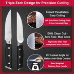 4.5 Inch Steak Knives Set of 8, Micro-Cutting Point Serrated Edge, Very Sharp Steak Knife, Dishwasher Safe, 50CR15MOV Stainless Steel, Handle Ergonomic And Full Tang Design With Gift Box