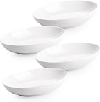 8.6" Oval Serving Bowls, 24 oz Small Oval Bowl for Side Dishes, Salad, Pasta, Snacks, White Ceramic Serving Dish, Set of 4