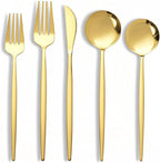 NOCCUR 40-Piece Gold Silverware Set for 8 - Stainless Steel Gold Flatware Set Include Knives, Spoons and Forks for Home/Party/Thanksgiving
