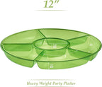 Plasticpro 6 Sectional Round Plastic Serving Tray/Platter (2, Green)